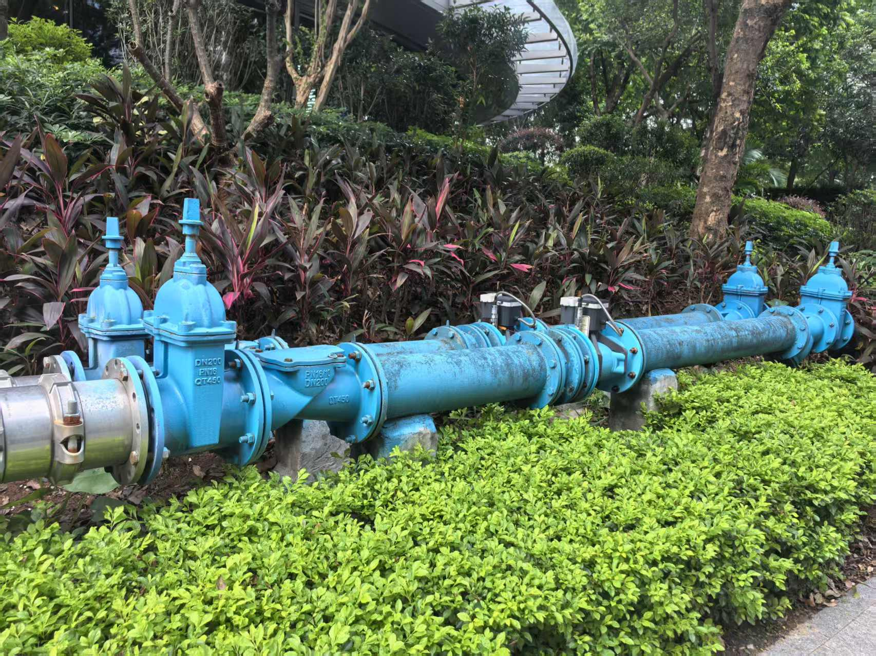 The gate valve is on the pipe
